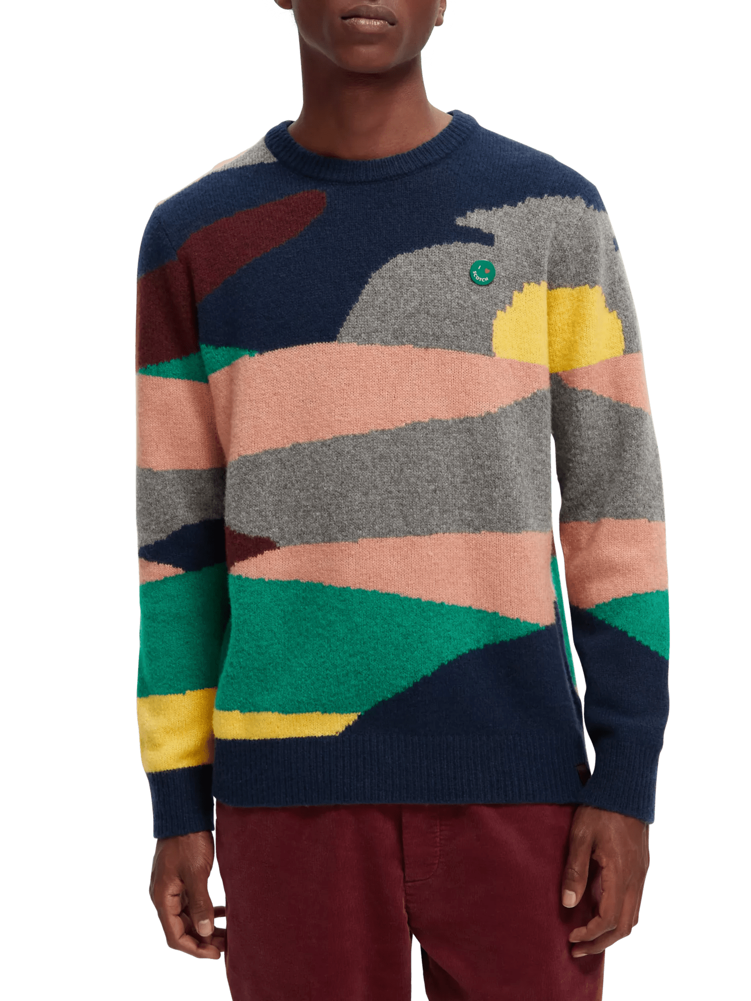 NWT Scotch & Soda Men's Camo Jacquard Sweater Sz M $198 black green