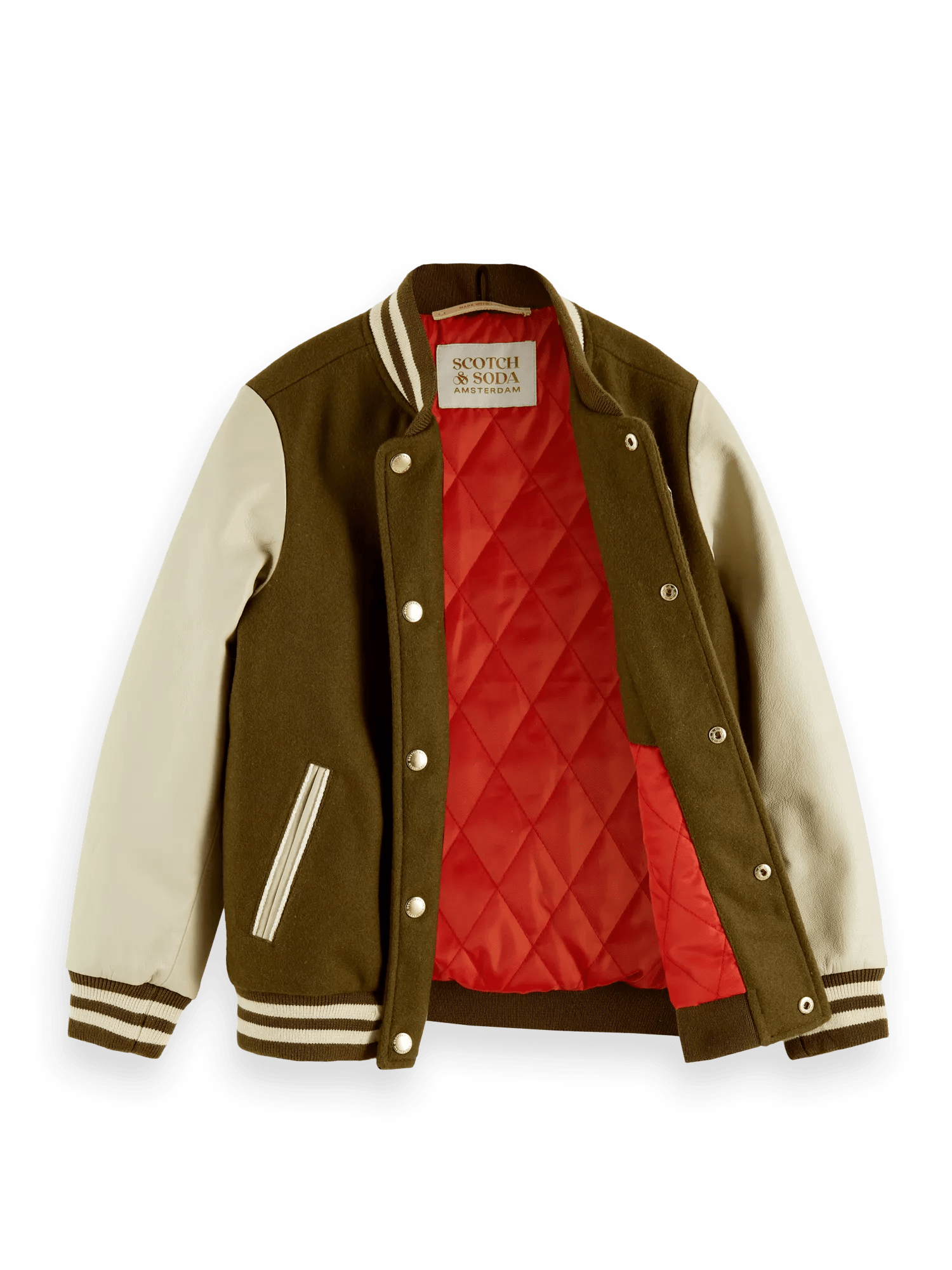 Scotch & Soda Wool college jacket with leather sleeves DTL1