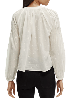 Scotch & Soda Embroidered organic cotton pintuck blouse NHD-BCK