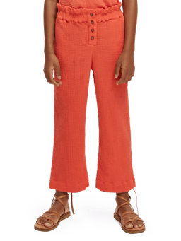Scotch & Soda Cropped straight-leg mid-rise crinkle cotton pants NHD-CRP