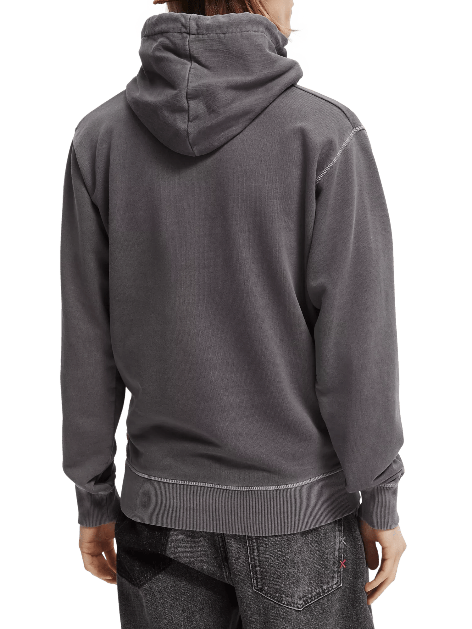 Scotch & Soda Garment-dyed graphic hoodie NHD-BCK