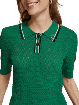Scotch & Soda Pointelle knitted polo MDL-DTL1