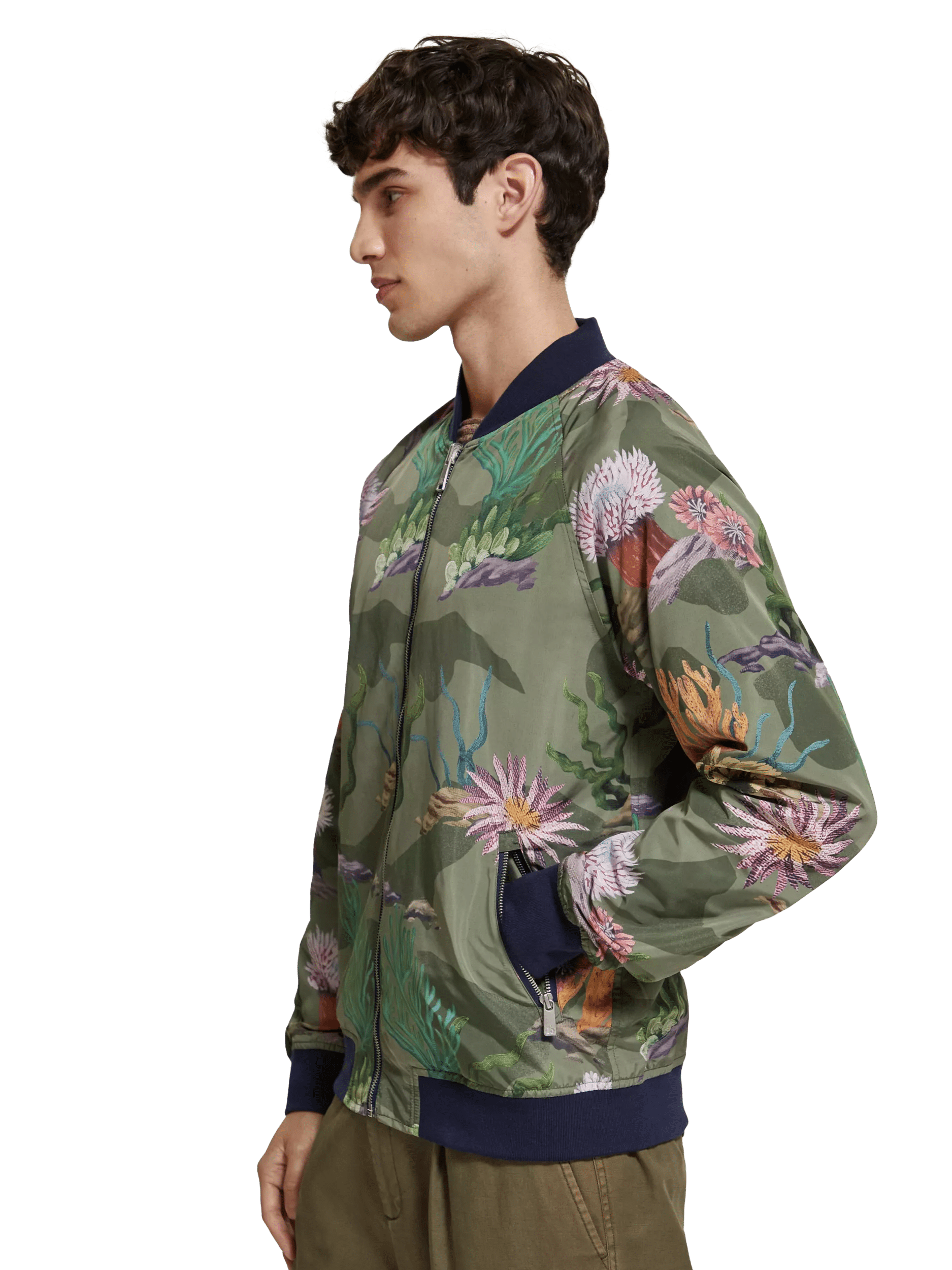 Reversible printed bomber jacket