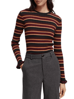 Scotch & Soda Fitted ribbed striped sweater NHD-CRP