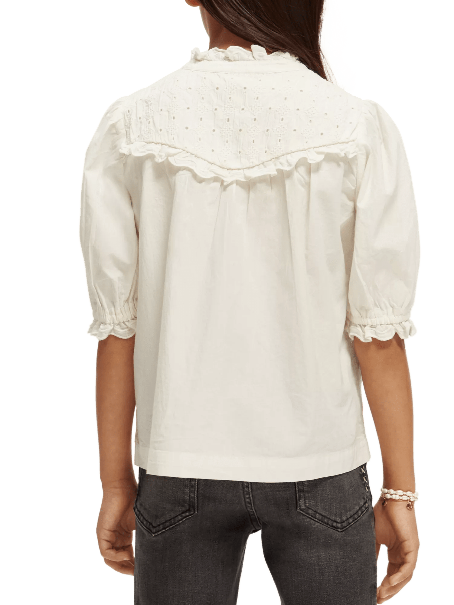 Scotch & Soda Short-sleeved broiderie anglaise top NHD-BCK