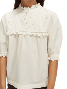 Scotch & Soda Short-sleeved broiderie anglaise top NHD-DTL1