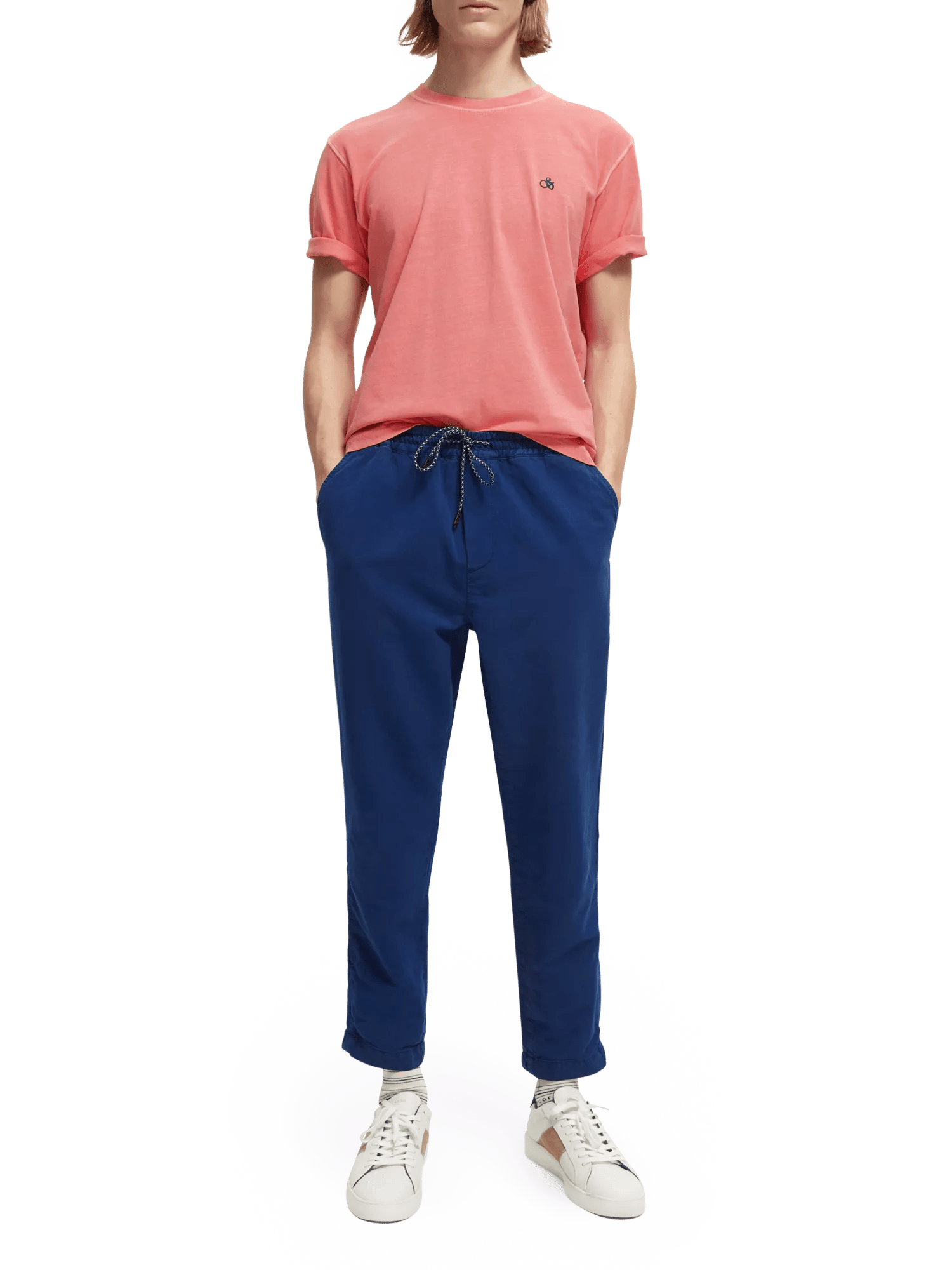 Scotch & Soda Fave regular tapered fit garment-dyed joggingbroek van een linnenmix NHD-FNT