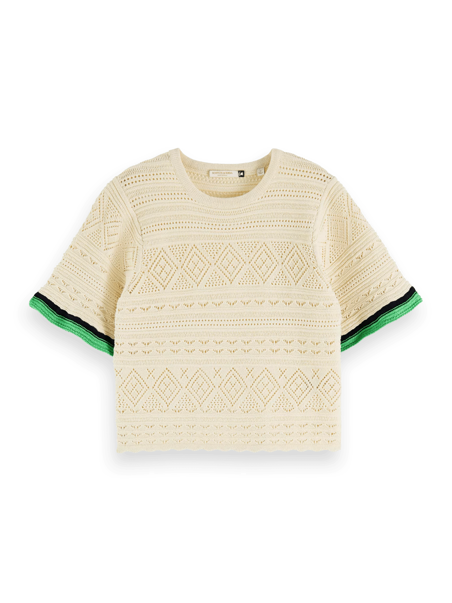Scotch & Soda Pointelle crop knitted tee FNT