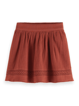Scotch & Soda Lace detail crinkle cotton mini skirt FNT