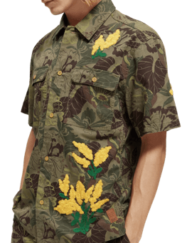 Scotch & Soda Printed Short sleeve twill shirt with special embroideries NHD-DTL1