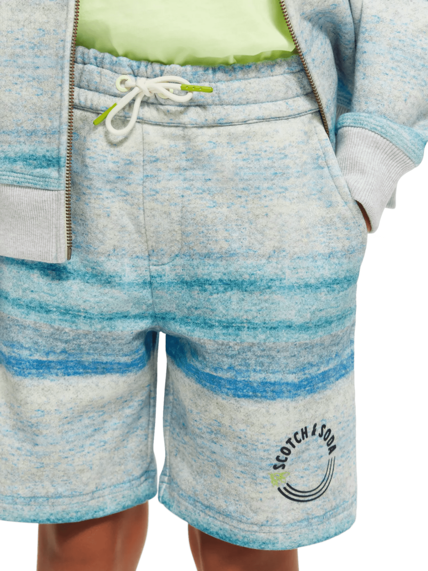Scotch & Soda Striped melange organic cotton sweat shorts NHD-DTL1