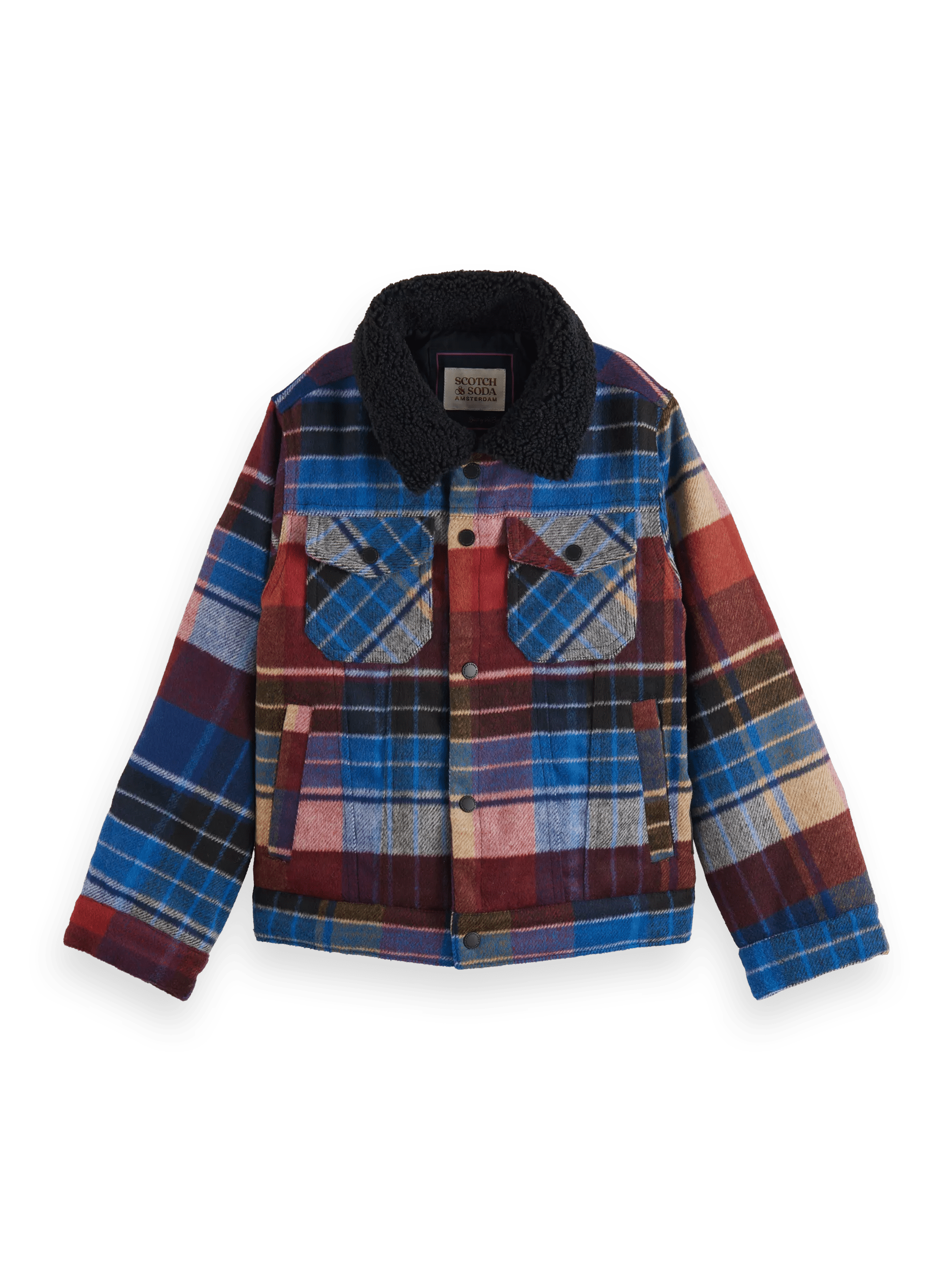 Scotch & Soda Wool blend check trucker jacket with Repreve� filling FNT