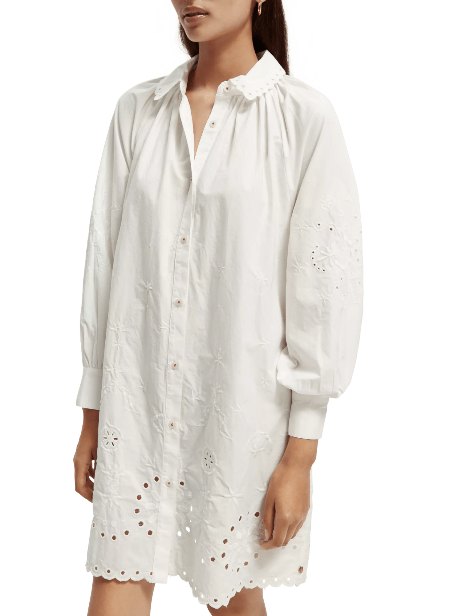 Scotch & Soda Shirt dress with embroidery detail in Organic Cotton NHD-DTL1