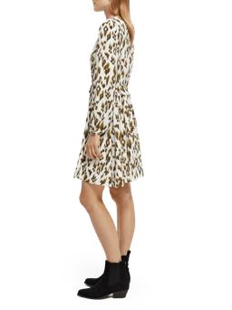 Scotch & Soda Long-sleeved printed V-neck mini dress NHD-SDE