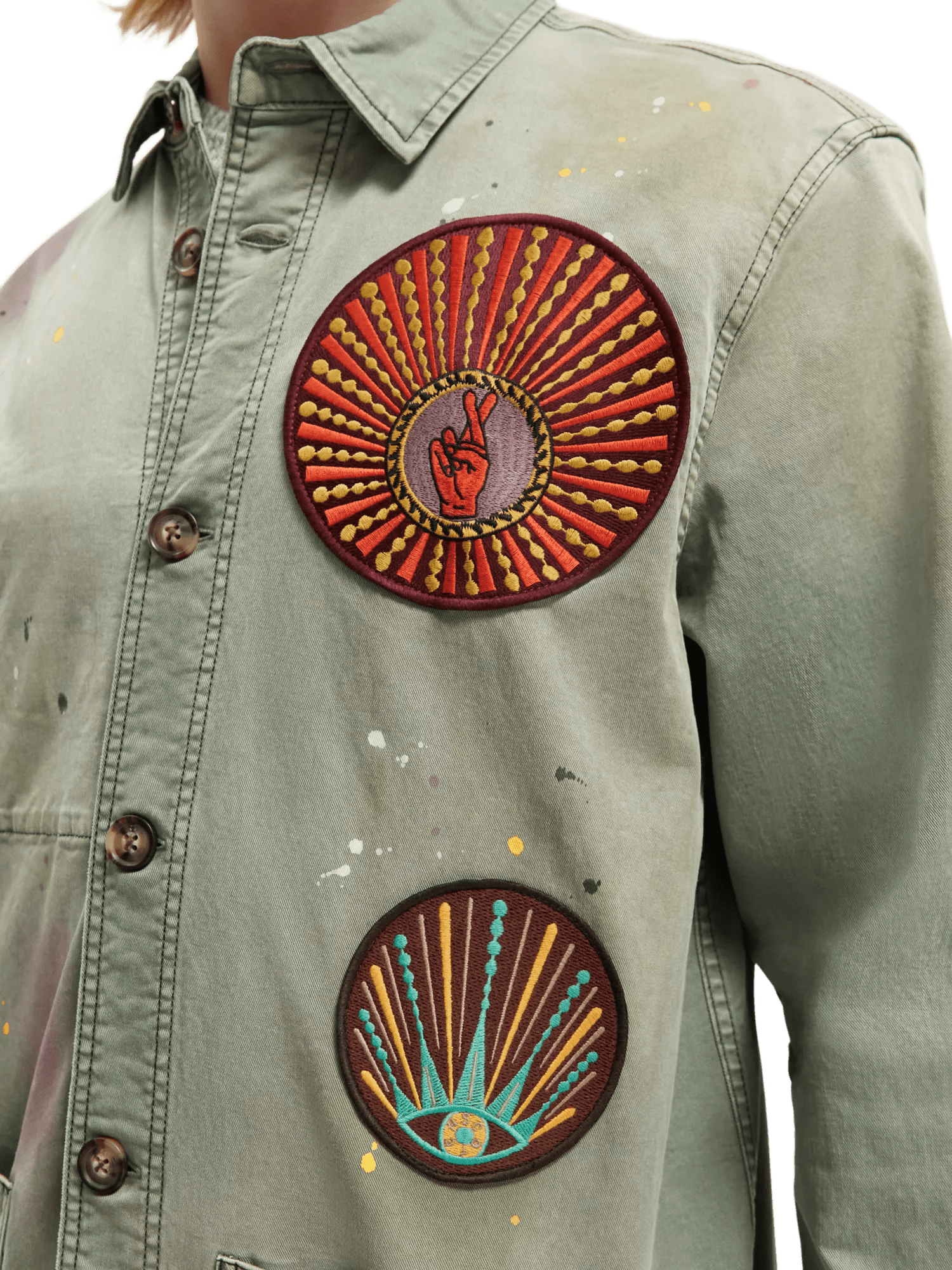 Scotch & Soda Worker jacket with special washing and badges NHD-DTL1