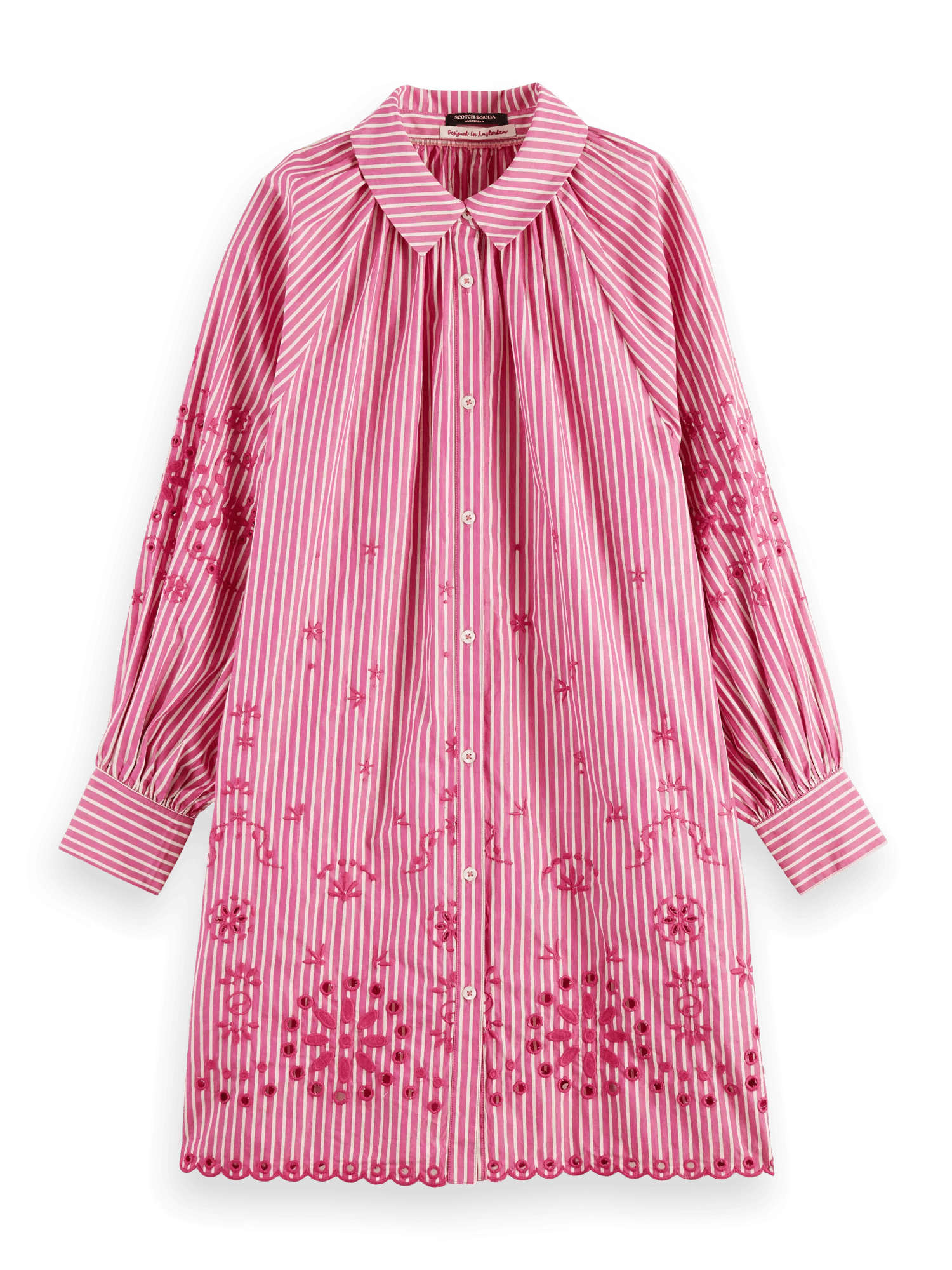 Scotch & Soda Striped shirt dress with embroidery detail in Organic cotton FNT