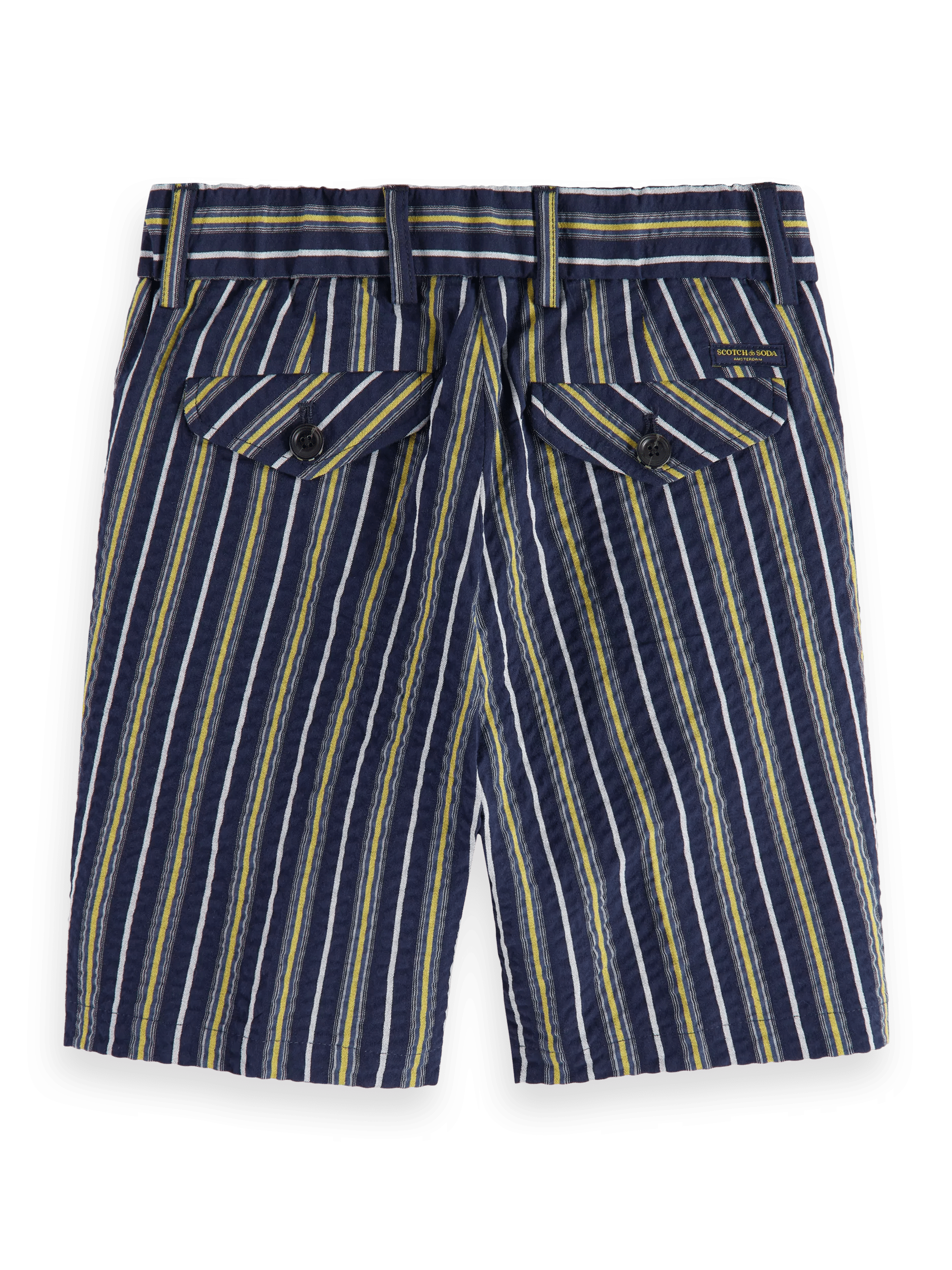 Scotch & Soda Longer length - Yarn-dyed stripe seersucker shorts BCK