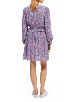 Scotch & Soda Mini-jurk met print, V-hals en lange mouwen NHD-BCK