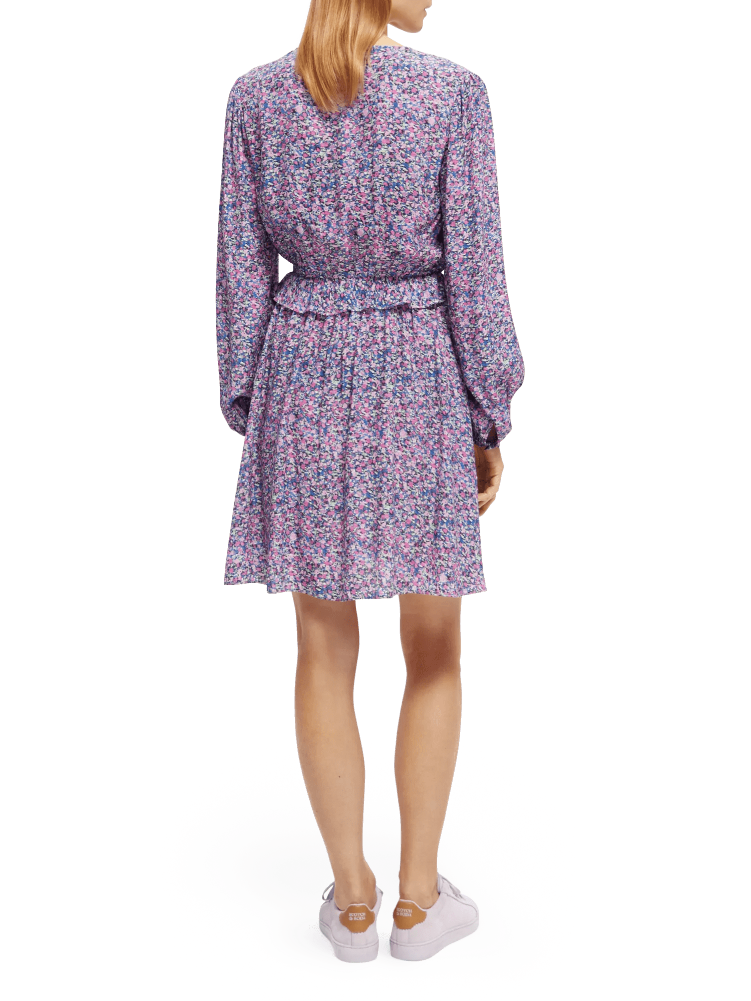 Scotch & Soda Mini-jurk met print, V-hals en lange mouwen NHD-BCK