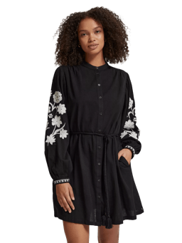 Scotch & Soda Mini shirt dress with sleeve embroidery MDL-CRP