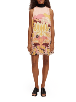 Scotch & Soda Bow pleated Recycled Polyester mini dress NHD-FNT