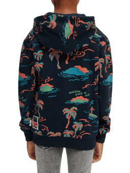Scotch & Soda Cotton In Conversion relaxed-fit all-over printed hoodie NHD-BCK