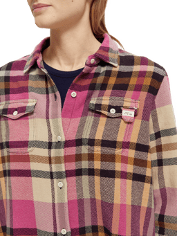 Scotch & Soda Oversized fit checked brushed flannel shirt NHD-DTL1
