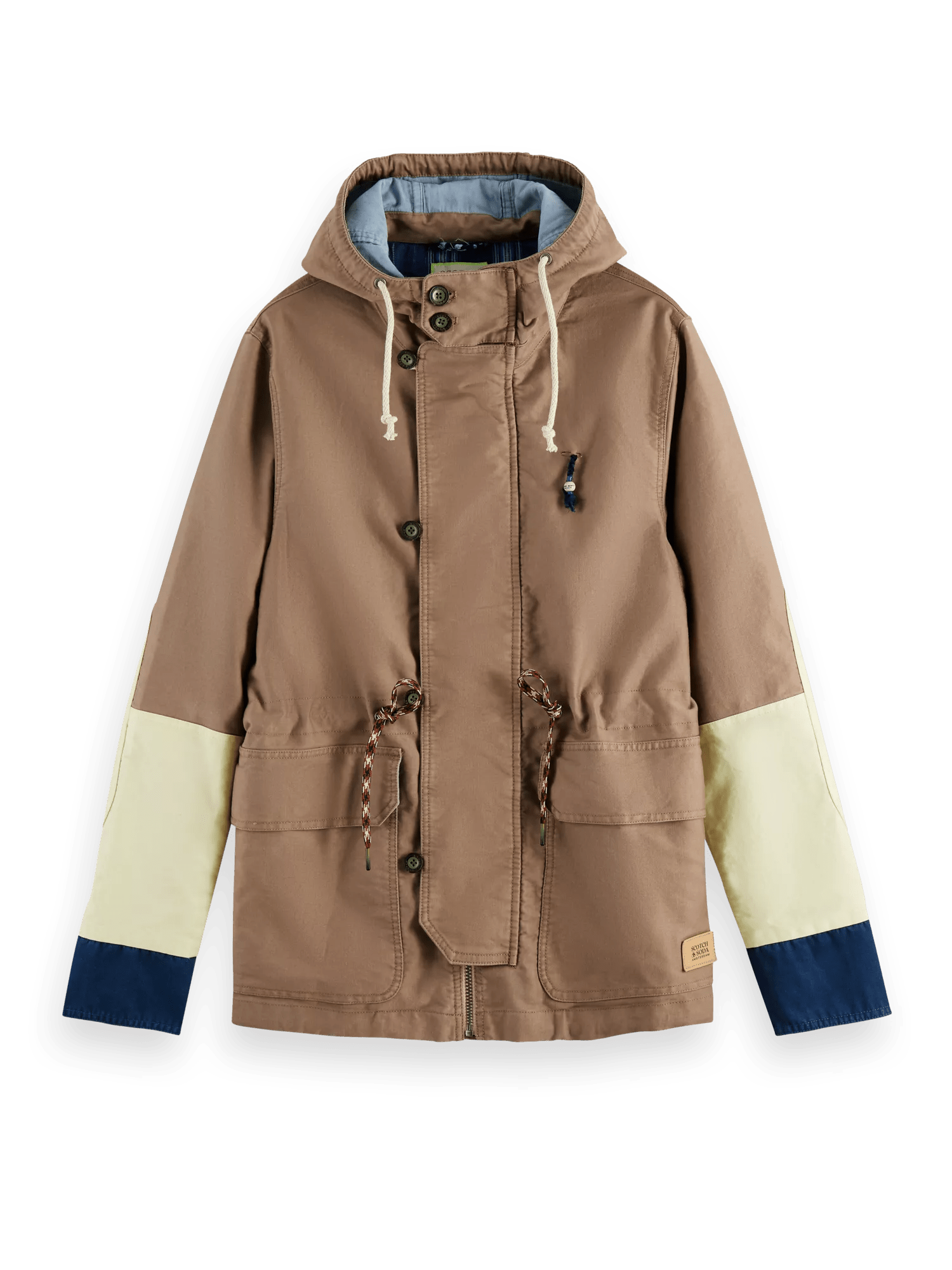 Scotch & Soda Washed hooded colour block jacket in Organic Cotton FNT