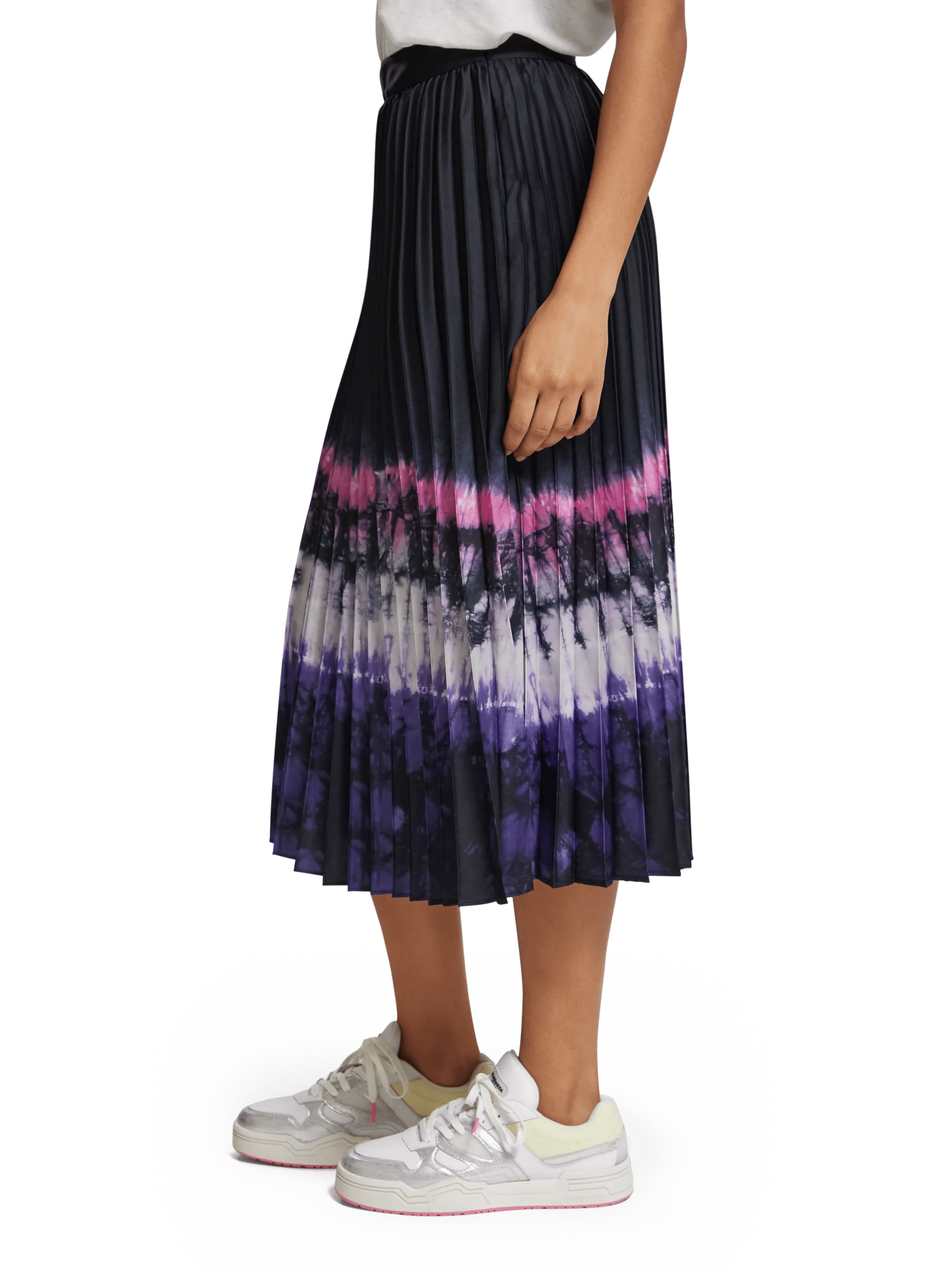 Scotch & Soda Pleated high rise midi skirt with abstract print MDL-SDE
