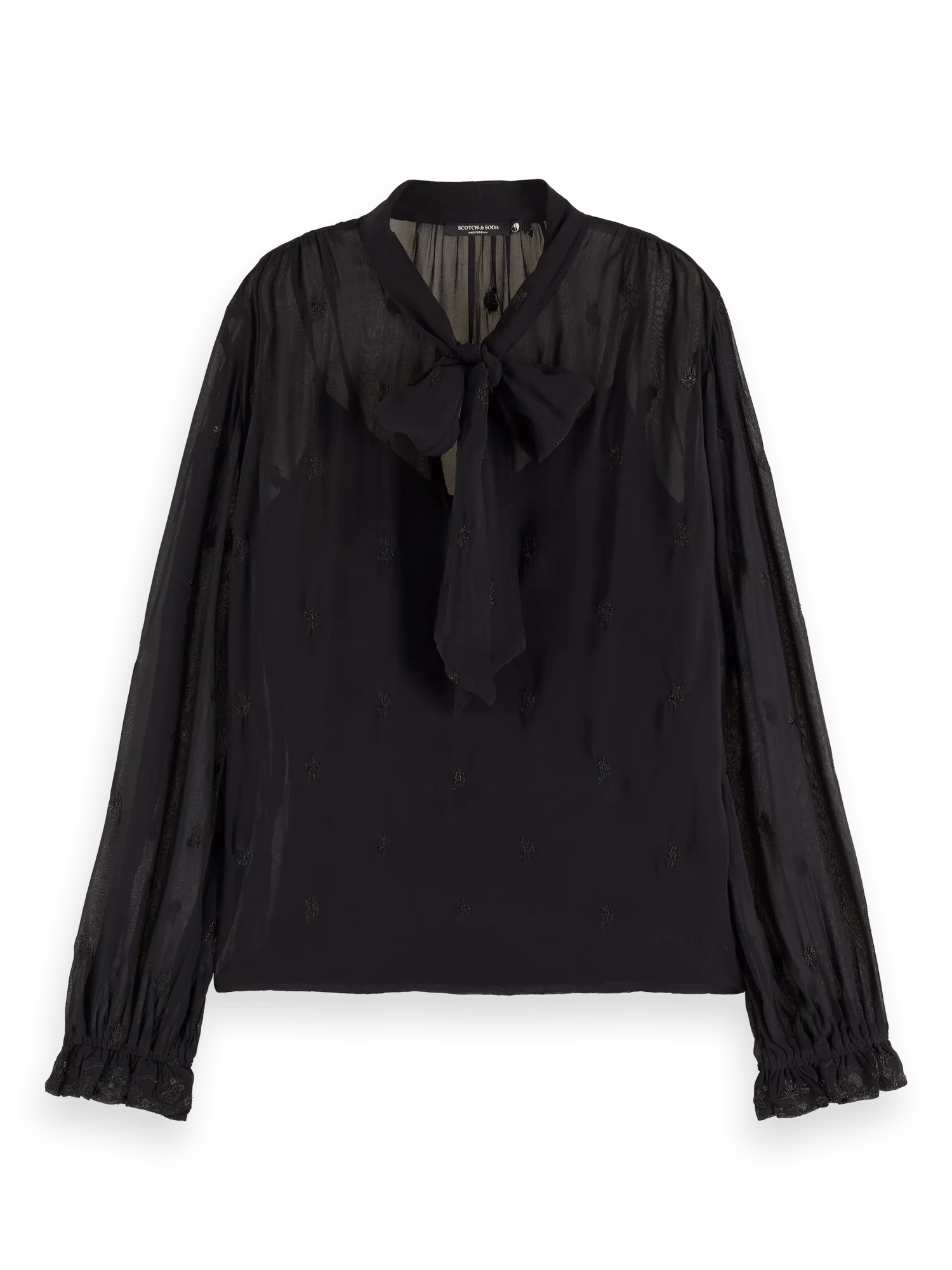 Scotch & Soda Embroidered neck-tie blouse FNT
