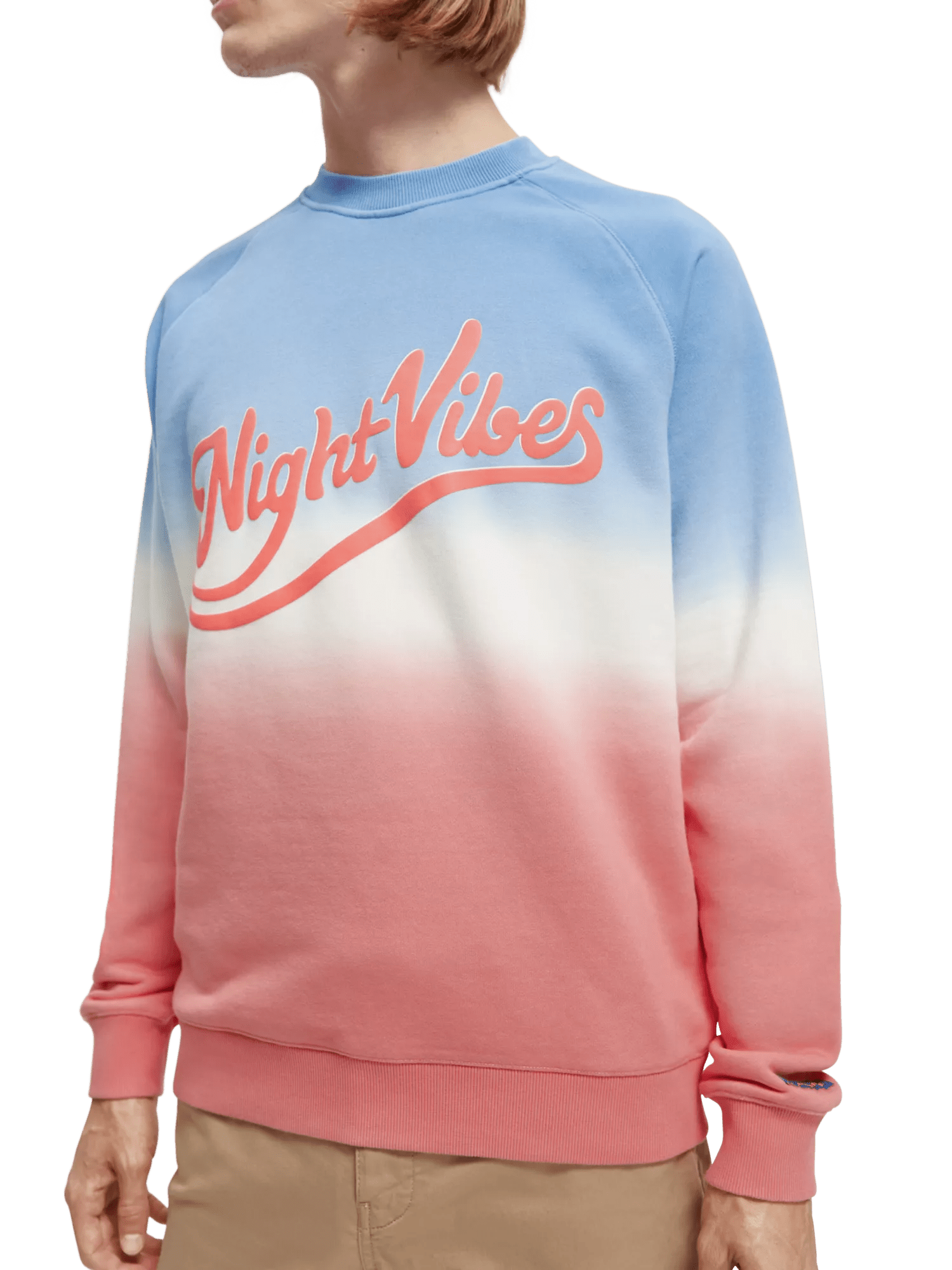 Dip-dyed crewneck artwork sweatshirt