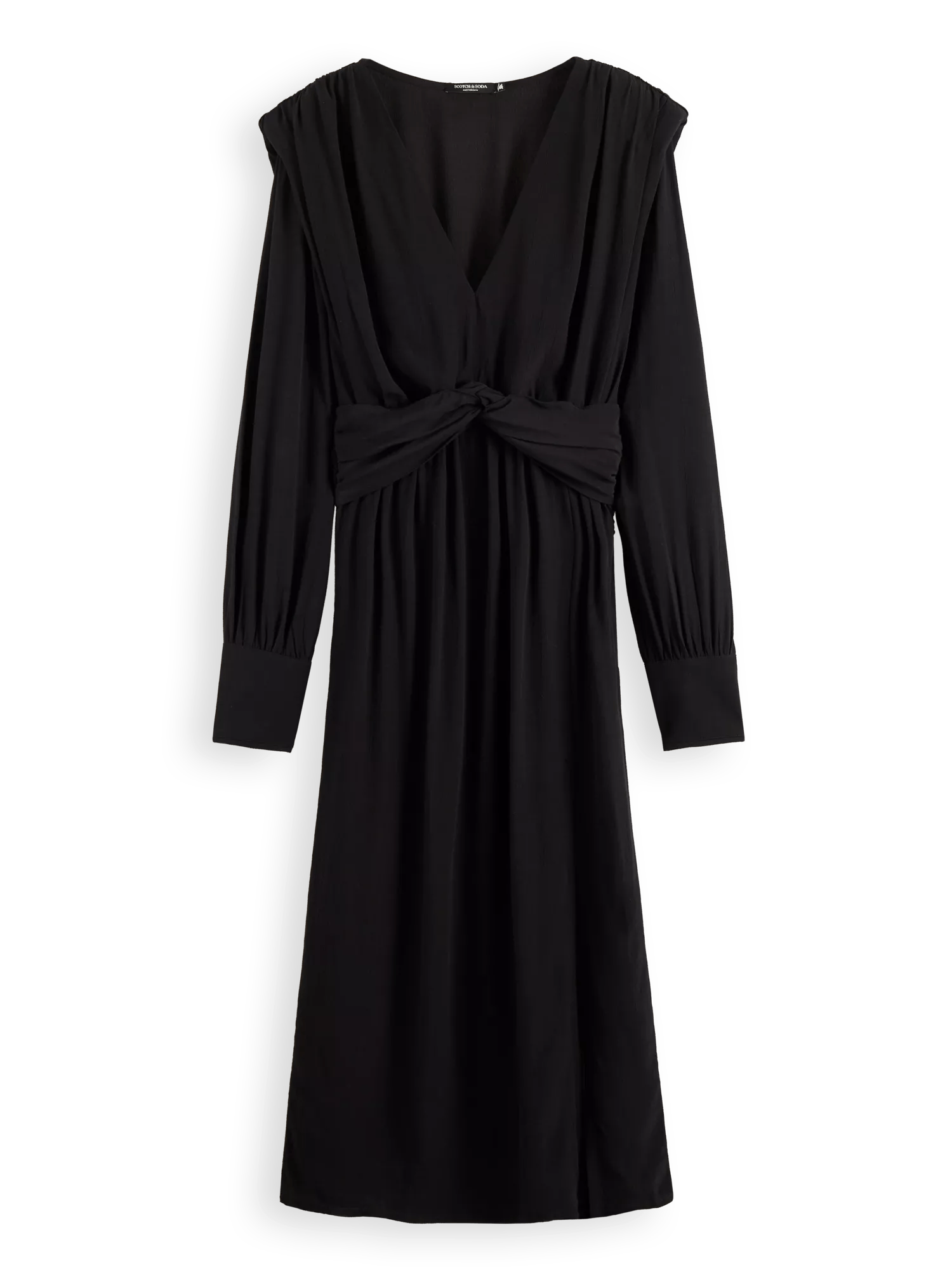 Scotch & Soda Long-sleeve draped dress with slit detail FNT