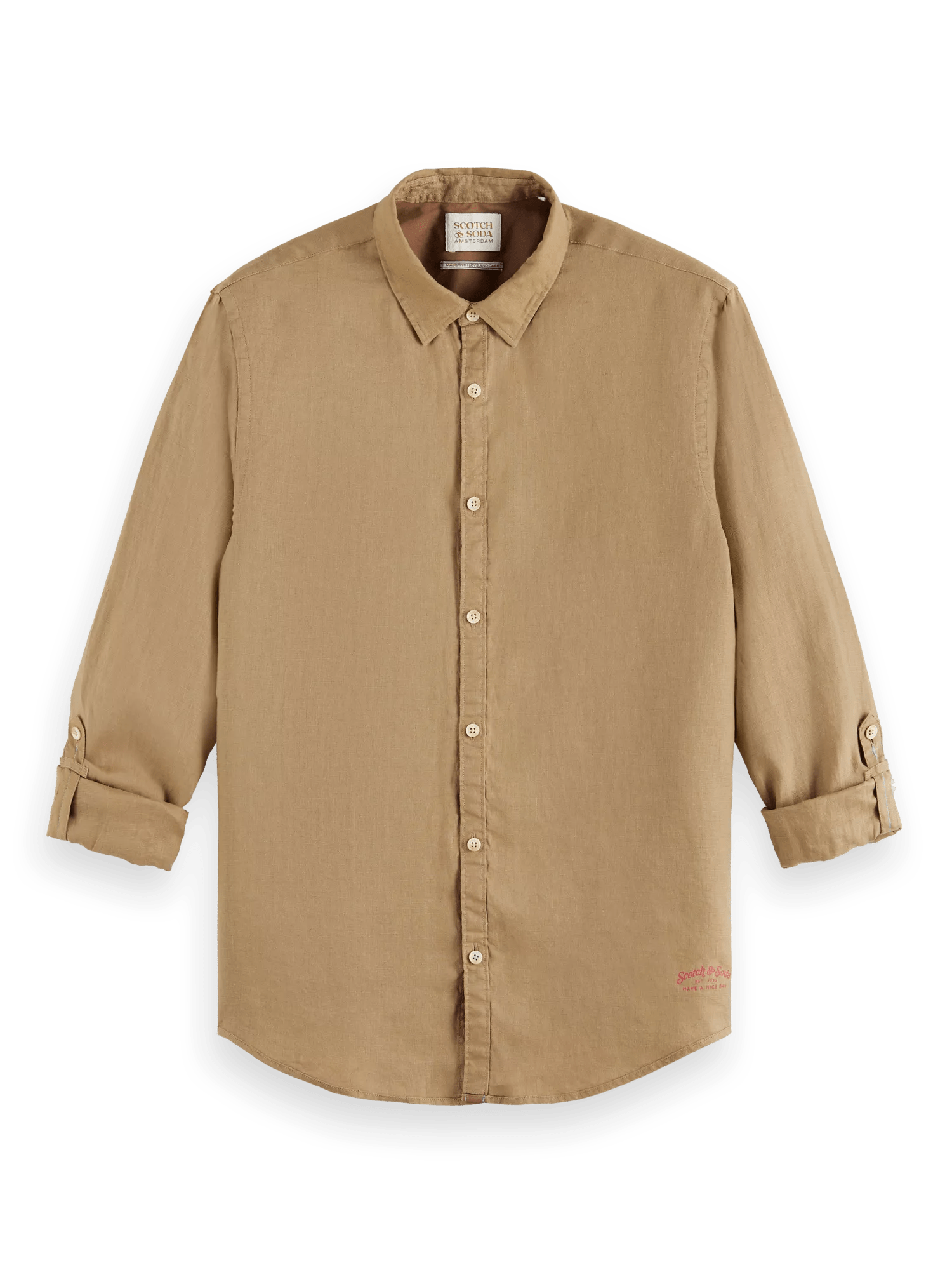 Scotch & Soda Slim fit linen shirt with sleeve adjustments FNT