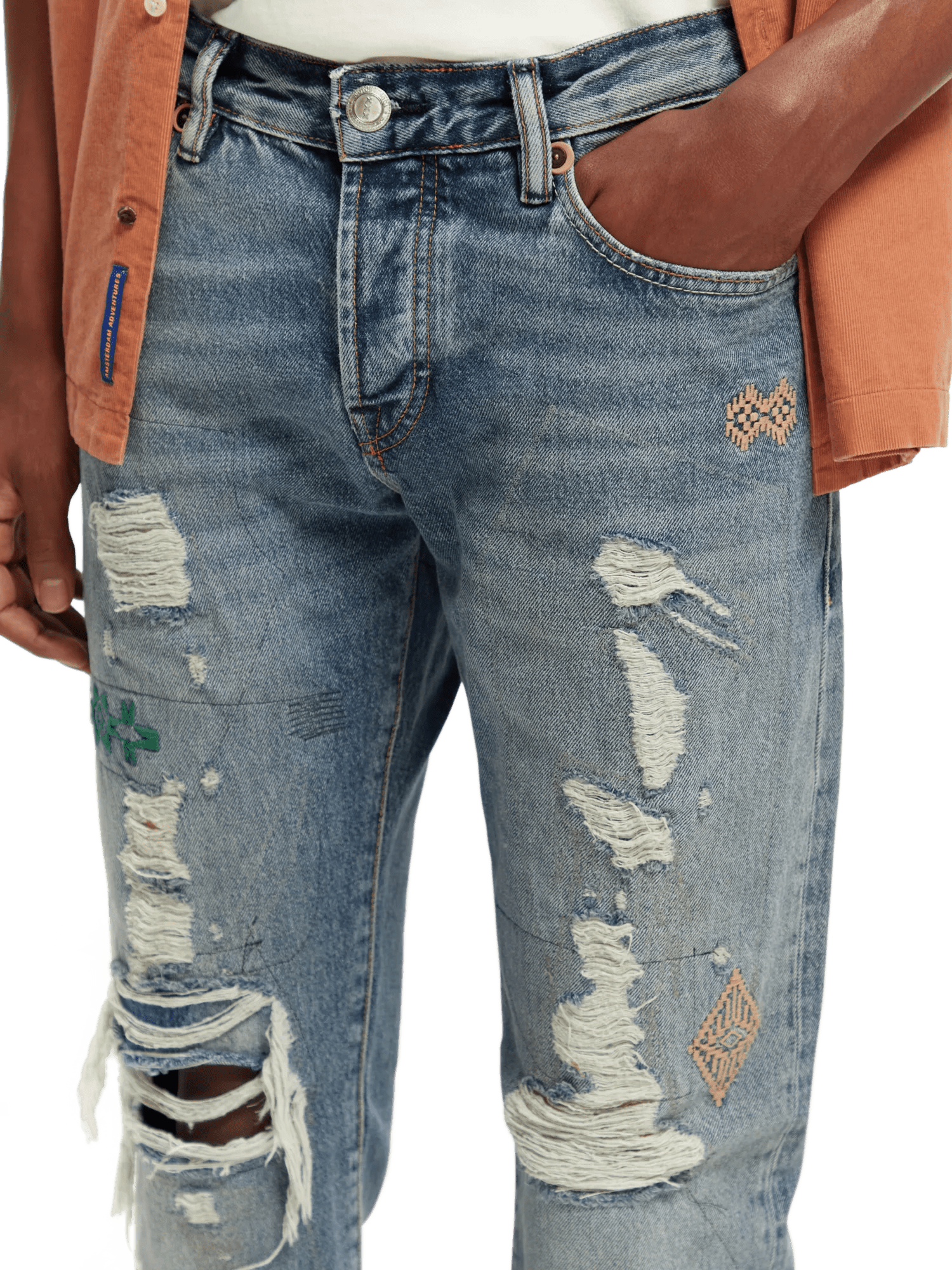 Scotch & Soda Ralston Regular Slim Fit Jeans aus hochwertigem Bio-Material – Space Race NHD-DTL3