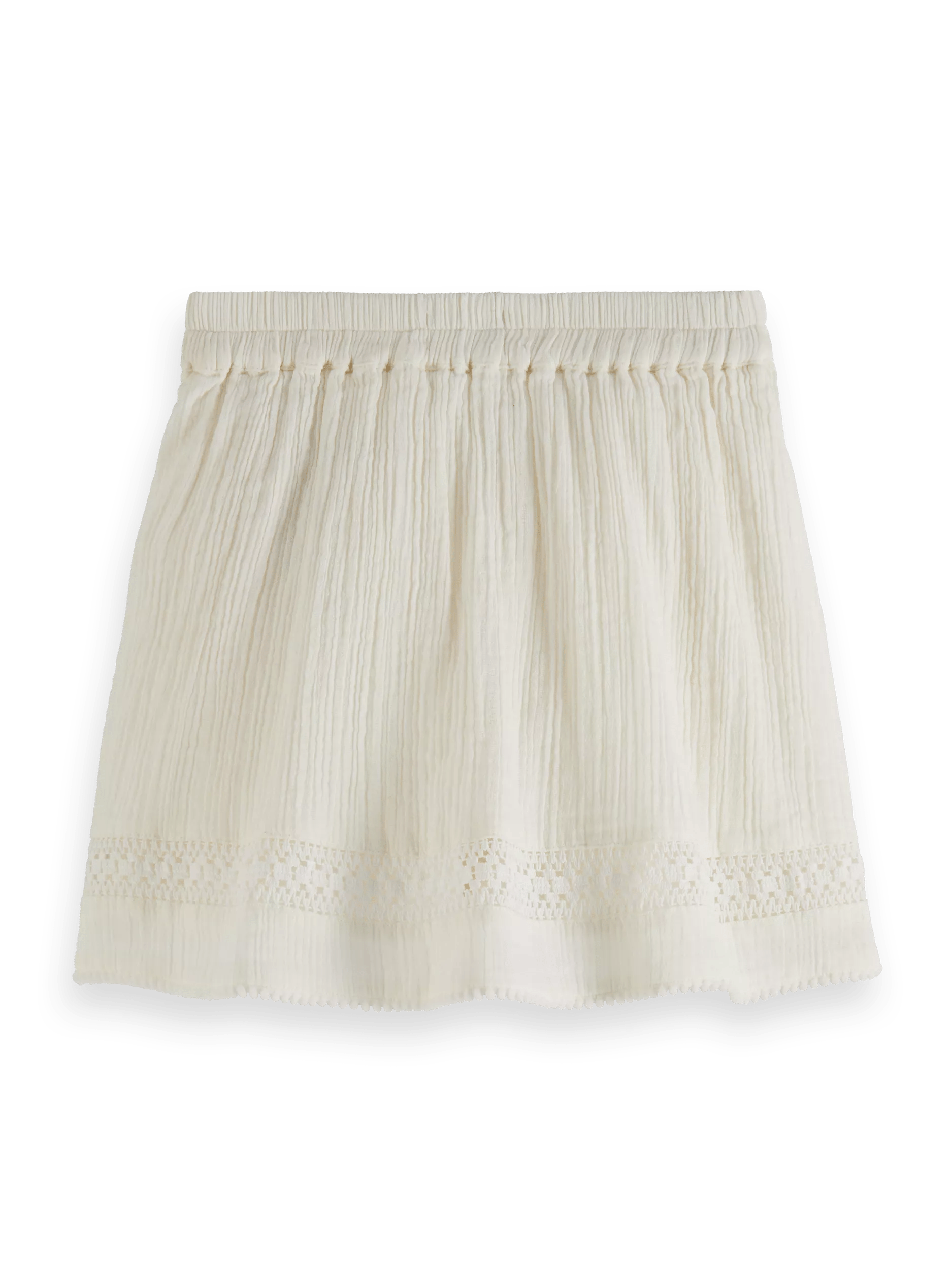 Scotch & Soda Lace detail crinkle cotton mini skirt BCK