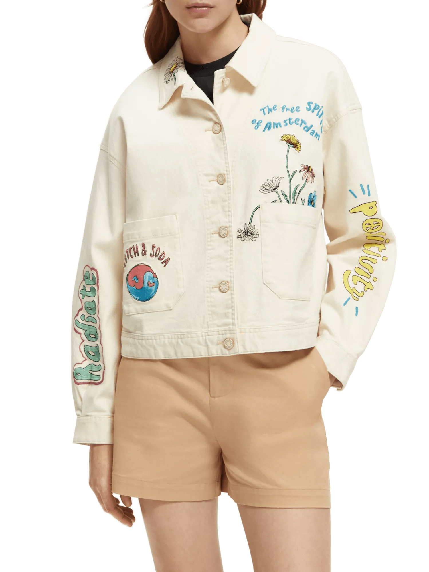 Scotch & Soda Worker jacket with placement positivity embroideries NHD-CRP