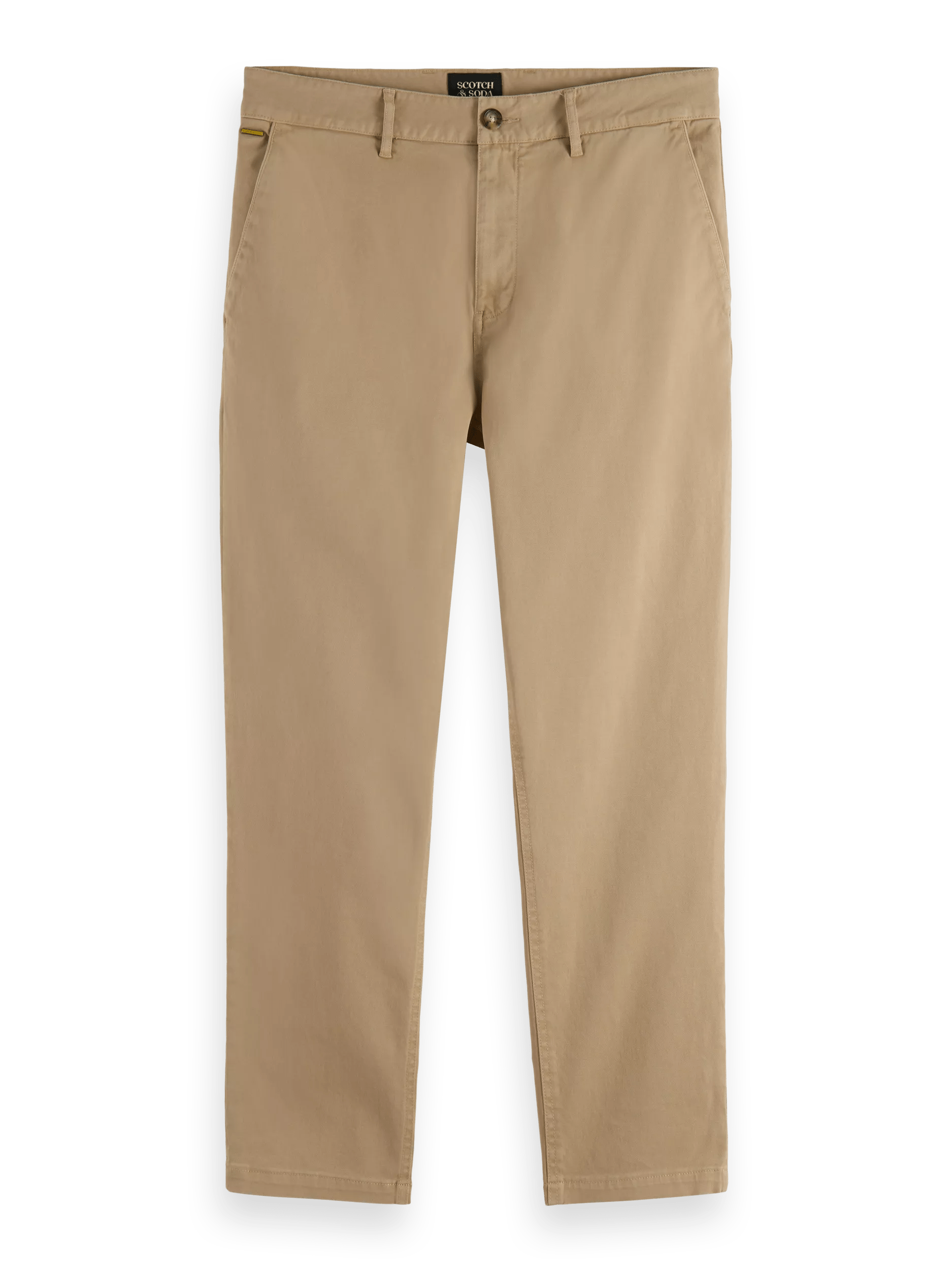 Garment-dyed stretch twill chino trousers