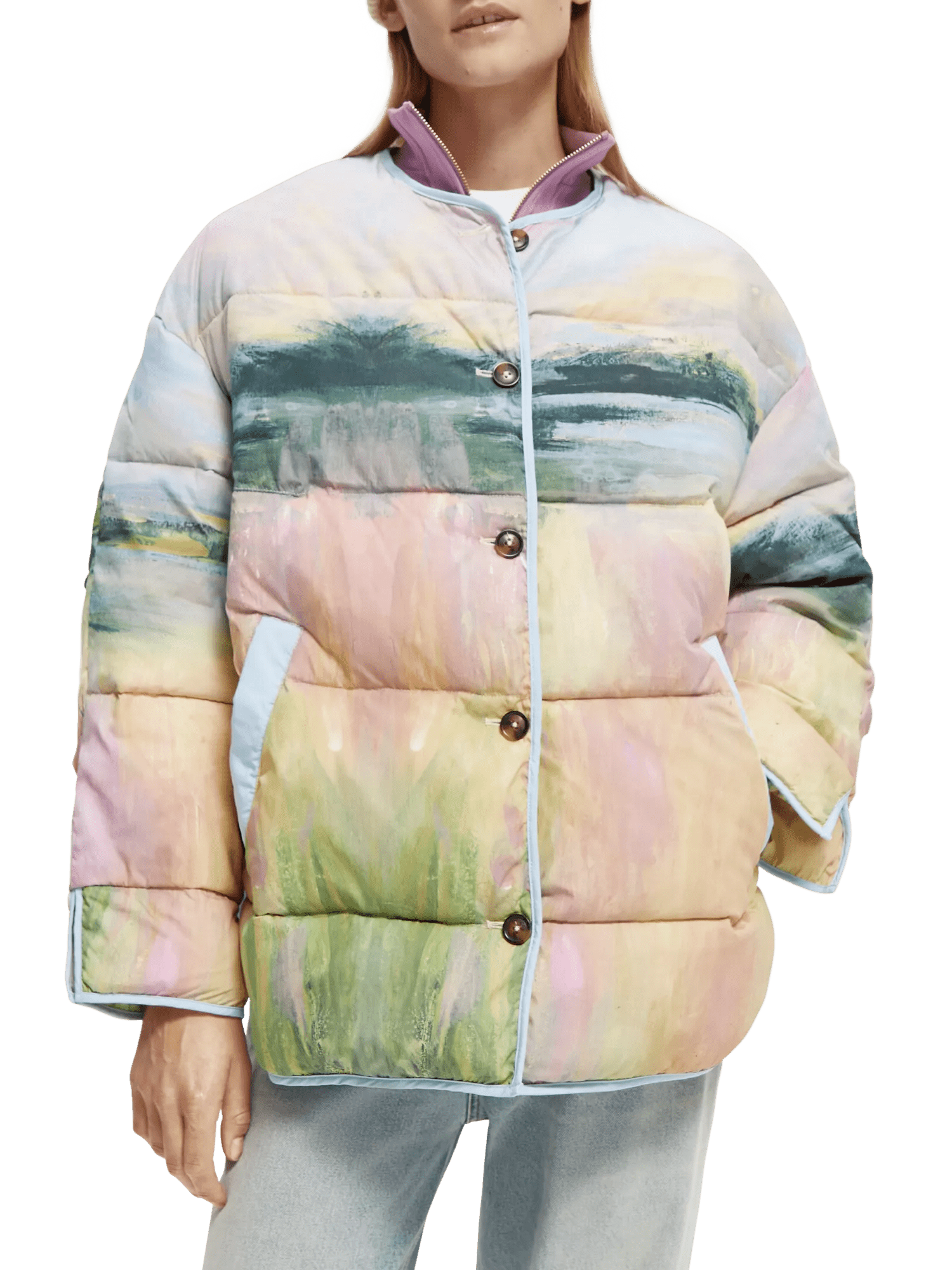Oversized water-repellent watercolour puffer jacket