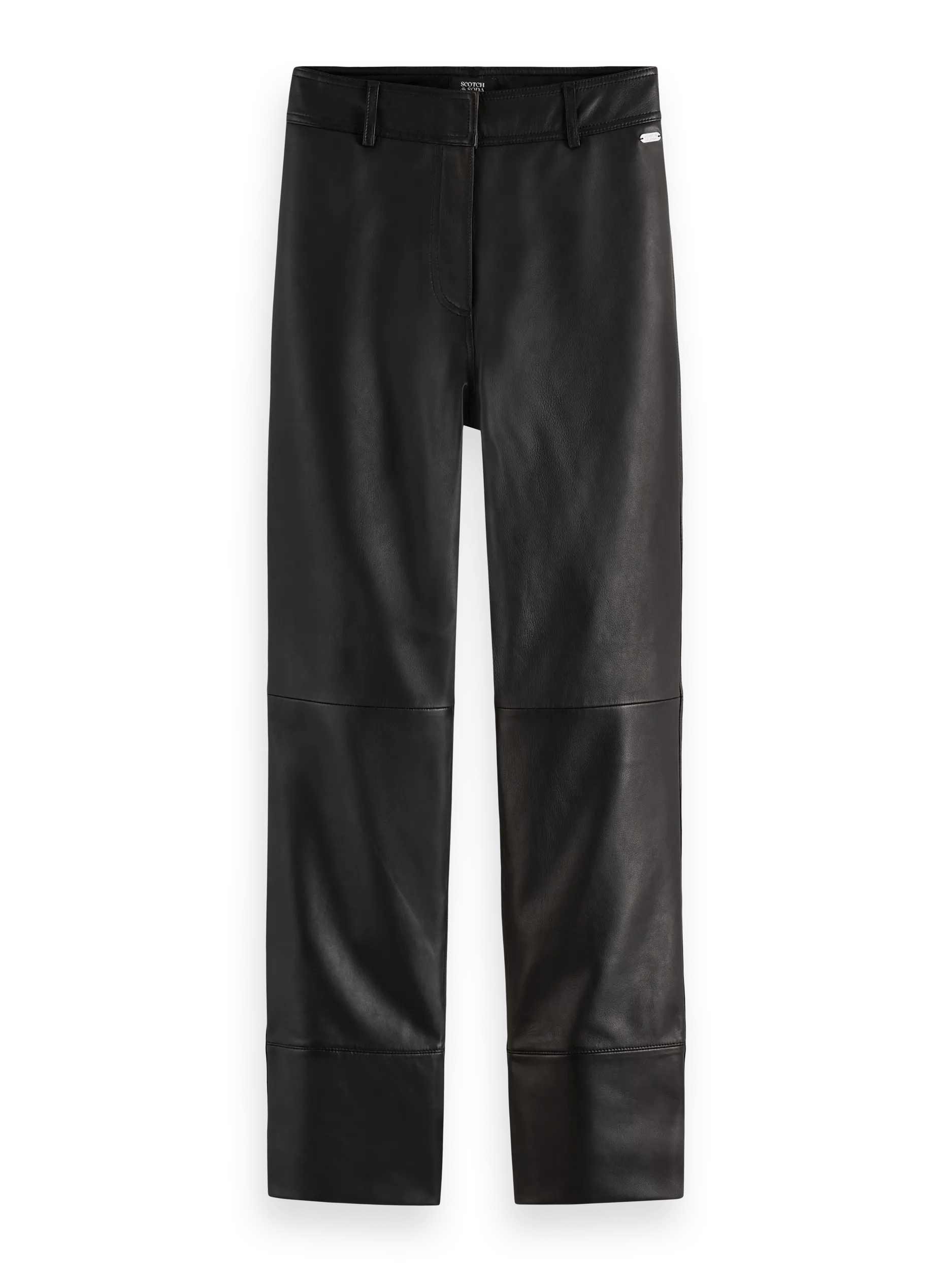 Scotch & Soda Leren broek met rechte pijpen, hoge taille FNT