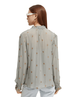 Scotch & Soda Embroidered neck-tie blouse MDL-BCK