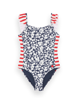 Scotch & Soda Onepiece printed swimsuit with ruffle detail FNT