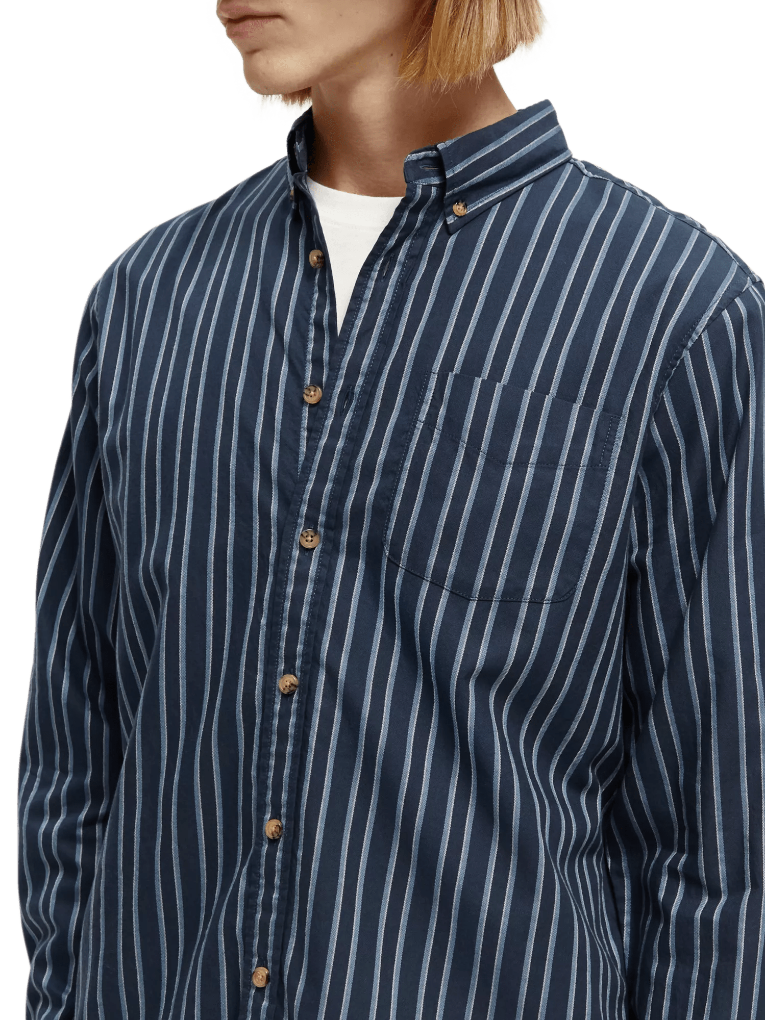 Scotch & Soda Regular-Fit Organic Cotton Striped Oxford Shirt NHD-DTL1