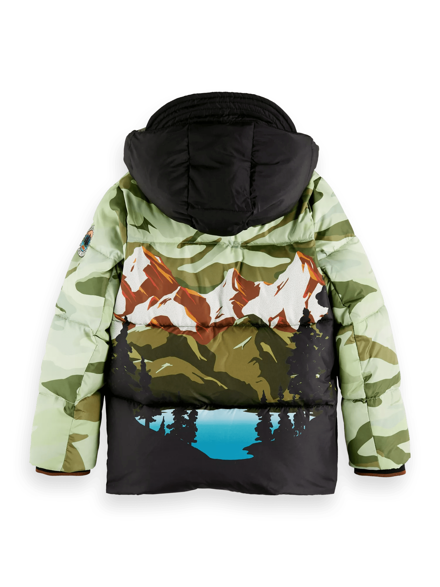 Hooded puffer artwork jacket