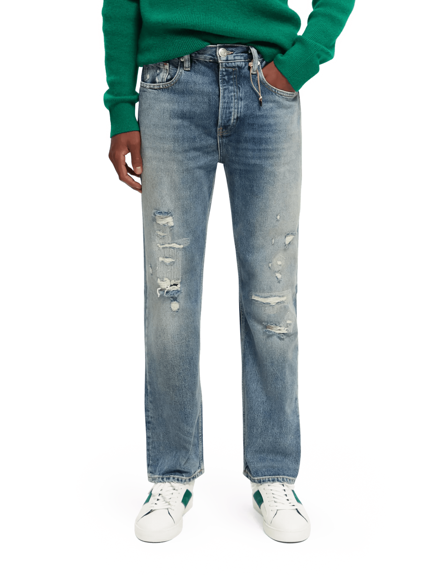 Scotch & Soda De Vert jeans met rechte pijpen en slijtage NHD-CRP