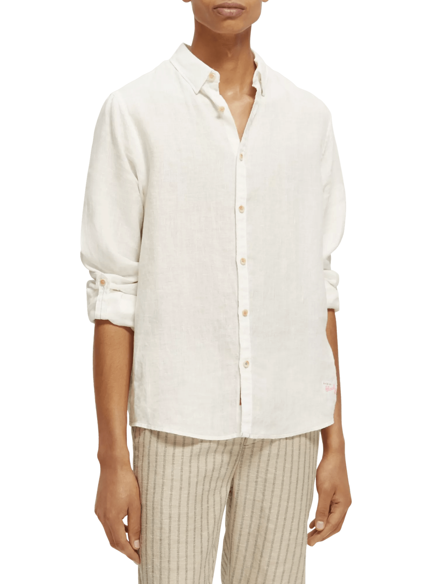 Scotch & Soda Linen shirt with sleeve roll-up NHD-CRP