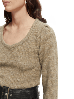 Scotch & Soda Slim fit V-neck puffed sleeve sweater NHD-DTL1