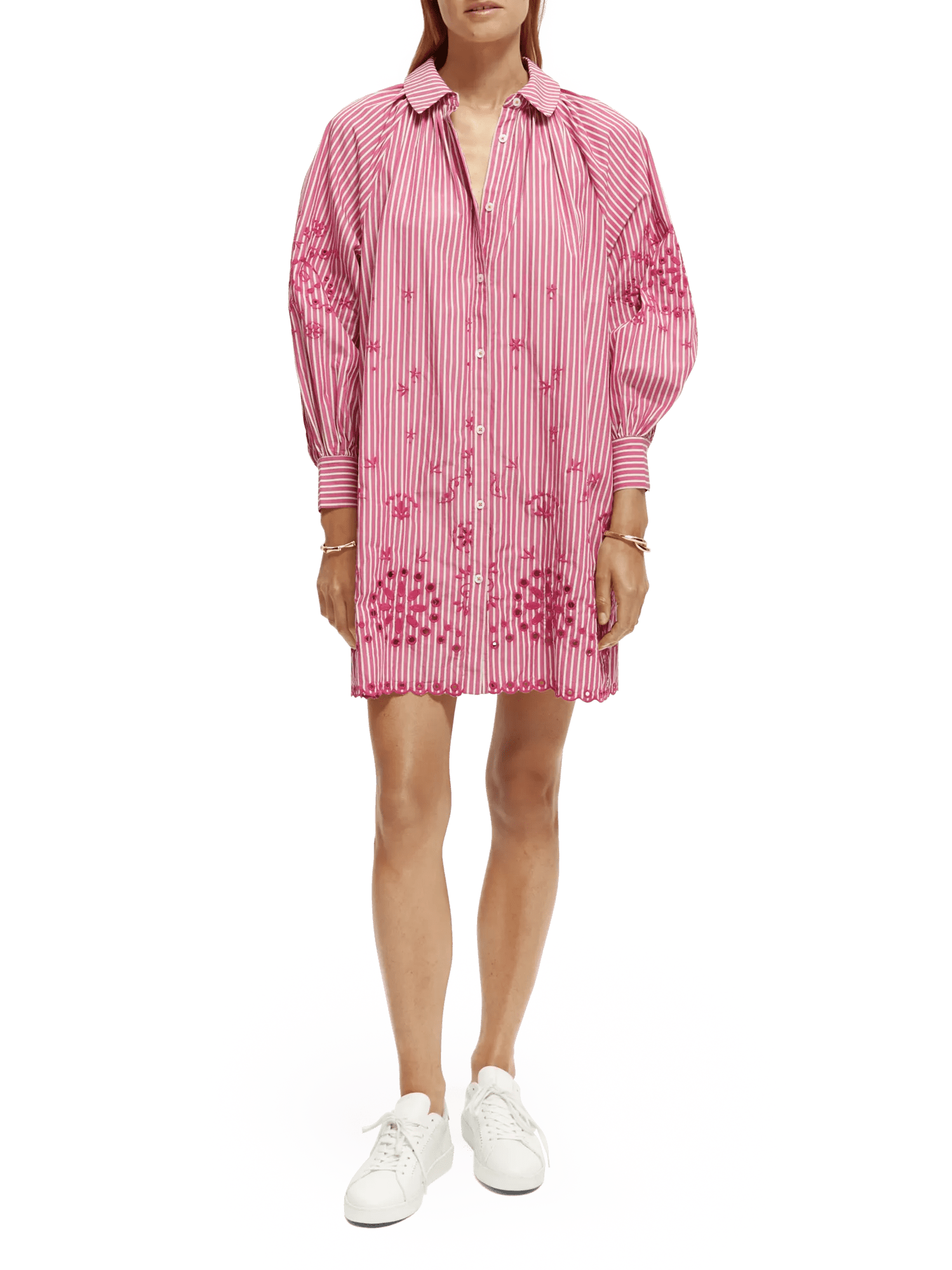 Scotch & Soda Striped shirt dress with embroidery detail in Organic cotton NHD-FNT
