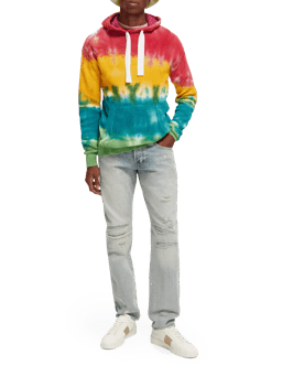 Scotch & Soda Tie-dyed rib knitted cotton hoodie NHD-FNT