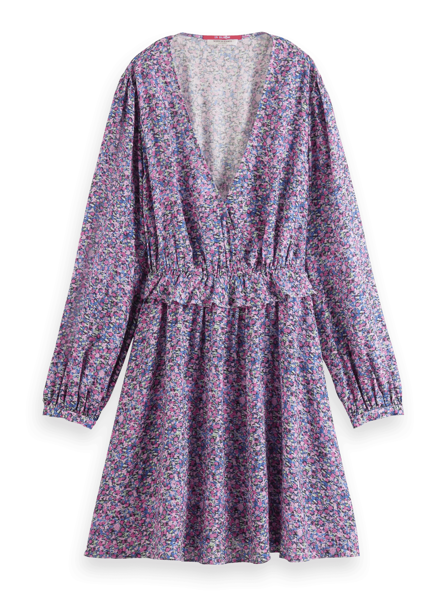 Scotch & Soda Mini-jurk met print, V-hals en lange mouwen FNT