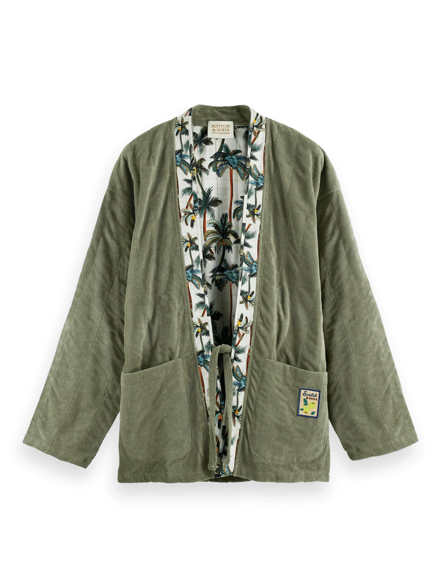 Scotch & Soda Reversible kimono in solid terry and printed cotton FNT